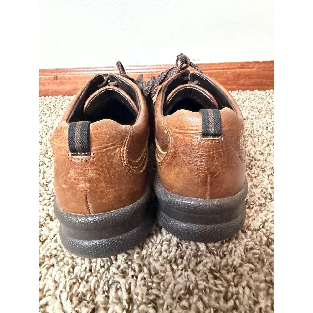 SAS Men Brown Leather Walking Shoes S-Motion Technology Made in USA 10 M